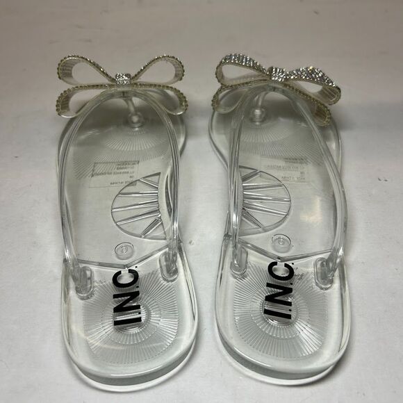 INC Womens 6 M Clear Bling Bow Jelly Thong Flat Flip Flop Sandals NIB JN0 - Picture 4 of 4
